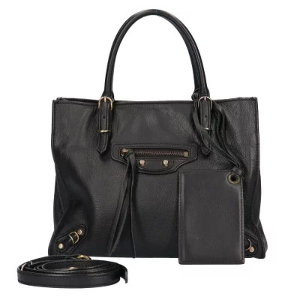 Balenciaga Paper Shoulder Bag Leather Black